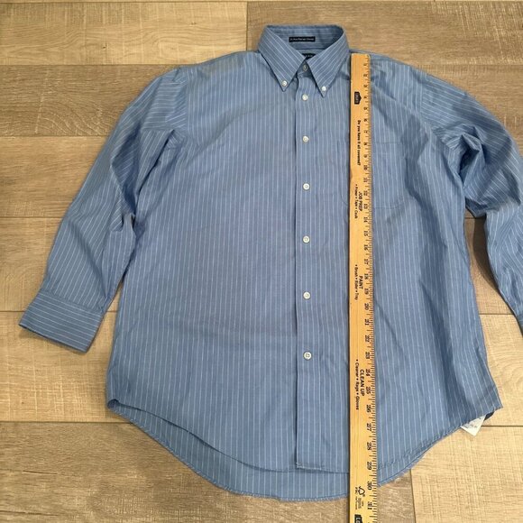 LANDS END MENS 16-32 NO IRON PINPOINT OXFORD LONG SLEEVE SHIRT BUTTON UP - Picture 4 of 8